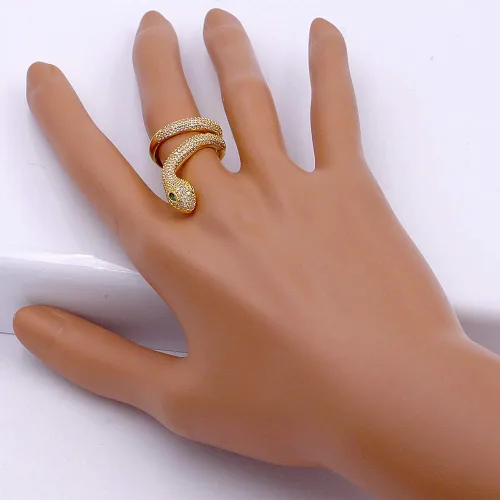 Vista 5 de Lavencious Anillos ajustables de serpiente con diseño de piedras AAA CZ Declaración Anillos de cóctel para mujer, Cristal, circonita