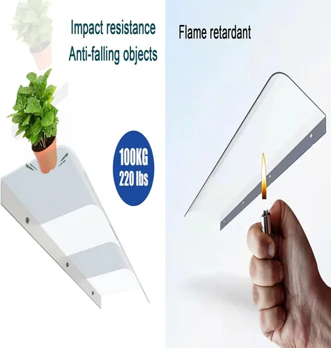 Vista 2 de Invisible Front Door Canopy Outdoor Awning,Rain Awning Sun Shetter,Sun Shade Patio Window Awning,UV Rain Snow Protection Shelter,Solid Polycarbonate