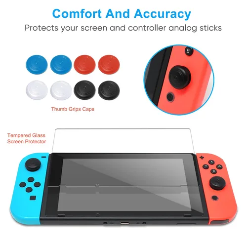 Vista 5 de Case Compatible with Nintendo Switch, Fit The Dock Station, Protective Accessories Cover Compatible with Joy Con Controller and Console Dockable