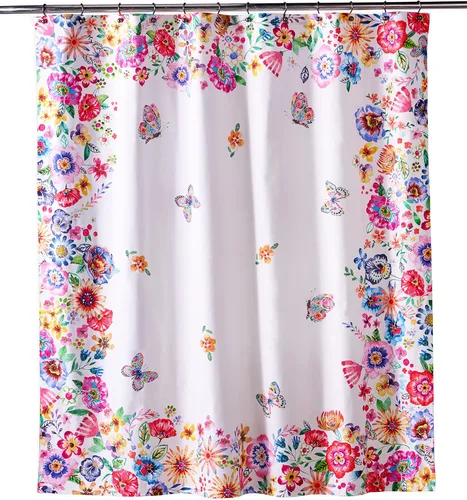 Vista 26 de Maison d' Hermine Cortina de ducha 100% algodón, un panel, 70 x 72 pulgadas, cortinas de ducha de tela lavable para baño, fácil de colgar con 12