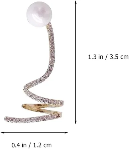 Vista 7 de Generic 1 par de pendientes trepadores trepadores de diamantes de imitación Artificil Pearl Stud Pendientes Ear Cuff Wrap Post Pendientes Regalo
