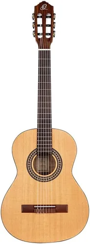 Vista 2 de Ortega Student Series - Guitarra clásica de nailon de 6 cuerdas, 3/4, tapa de cedro mate (RSTC5M-3/4)