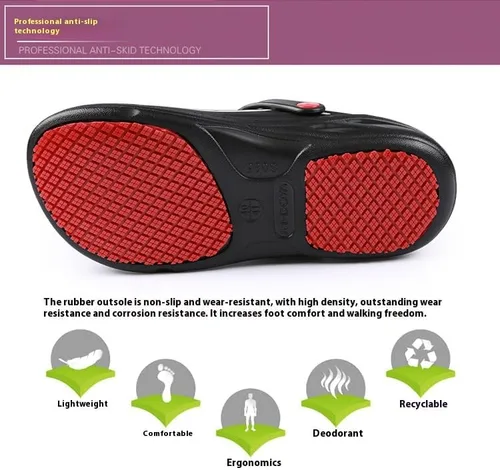 Vista 3 de Zapatos de trabajo antideslizantes para hombre y mujer - Enfermería - Zapatos de chef - Enfermeras - Zuecos para el trabajo - Impermeable