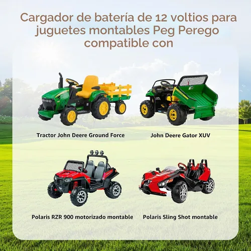 Vista 3 de Cargador de batería de 12 V para batería Peg Perego de 12 voltios, conector de arnés de cable compatible con batería Peg Perego, diseñado