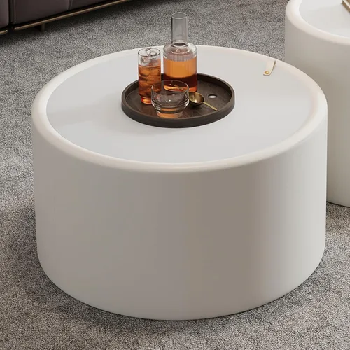 Vista 14 de ø Mesa auxiliar redonda de mármol sintético de 31.5 pulgadas con espacio de almacenamiento para sala de estar, moderna mesa de centro circular 31.5