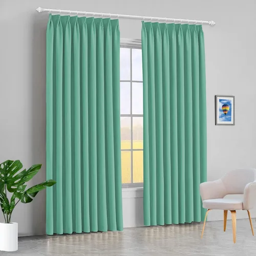 Vista 14 de Mamu Thread Collection Double Pinch Pleates Polyster Blended Blackout Curtain Panel & Drapes- Wine Solid, 42 Inch by 45 Inch- 2 Panel- (21+21) Wide
