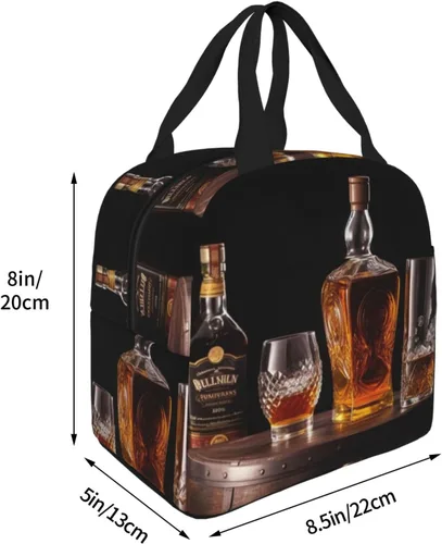 Vista 5 de Whisky cerveza imágenes impresión bolsa de almuerzo portátil aislado reutilizable bolsa de almuerzo caja de almuerzo para el trabajo camping viaje
