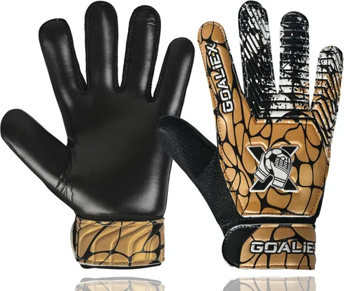 Vista 9 de Guantes de portero de fútbol, guantes de portero de fútbol para niños, niños y jóvenes, niños con doble muñeca de 4 mm y palma de súper agarre