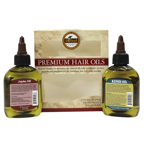 Vista 3 de Difeel Aceite natural prémium para el cabello, aceite de jojoba y aceite de Kendi, 2.5 onzas (juego de 2 piezas)