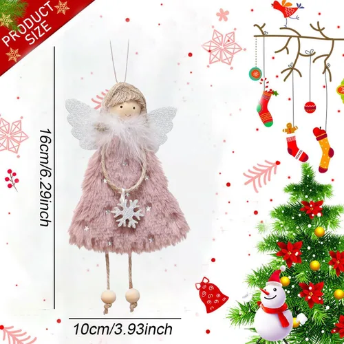 Vista 2 de FZBNSRKO 3 colgantes de muñeca de ángel, adornos de felpa de Navidad, adornos de ángel de felpa para fiesta de Navidad, Año Nuevo, cumpleaños, boda
