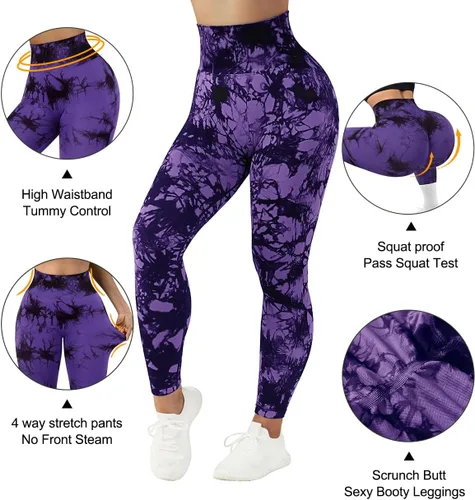 Vista 2 de OMKAGI - Leggings levanta glúteos para mujer, pantalones deportivos de yoga con diseño de tiro alto y sin costuras