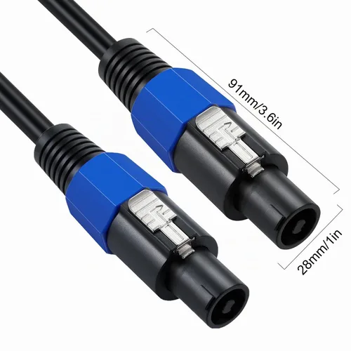 Vista 2 de Cable de altavoz, cable adaptador de audio macho a altavoz macho para DJ/PA cable de altavoz con bloqueo giratorio -1.8M/6FT