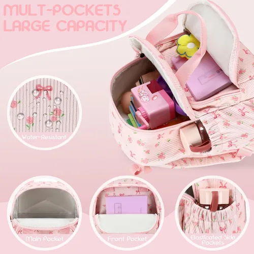 Vista 4 de Bluboon Mochila para niñas y niños de 2 a 4 años, lindas mochilas preescolares de 12 pulgadas, bolsas de guardería para niños, viajes escolares