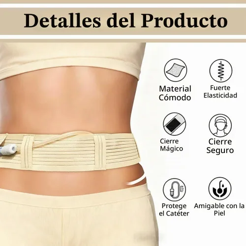 Vista 3 de Cinturón de malla peritoneal transpirable PD para catéter de diálisis y tubos de alimentación estomacal, cinturones protectores ajustables