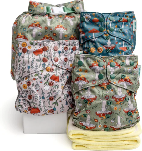 Vista 36 de Big Adventure Kinder - Juego de 5 pañales de tela reutilizables para bebé, estilo de bolsillo, jersey atlético que absorbe la humedad, insertos