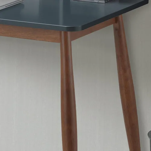 Vista 2 de Haugen - Escritorio contemporáneo de madera con gabinete, color gris