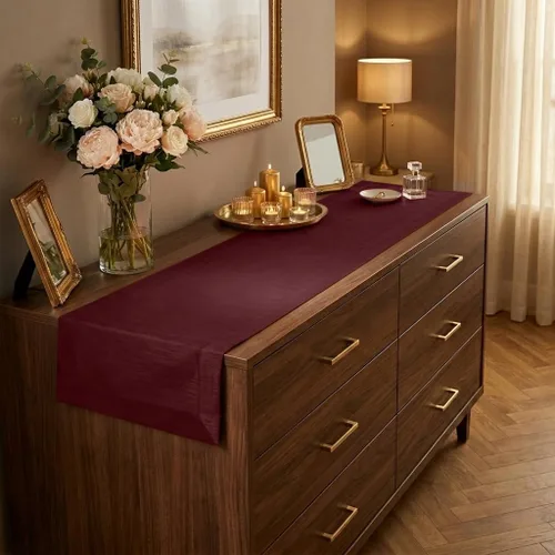Vista 23 de Luxe Shine™ by D'Moksha - Camino de mesa negro de 36 pulgadas, elegante camino de mesa de seda, lavable a máquina, 14 x 36 pulgadas para tocador