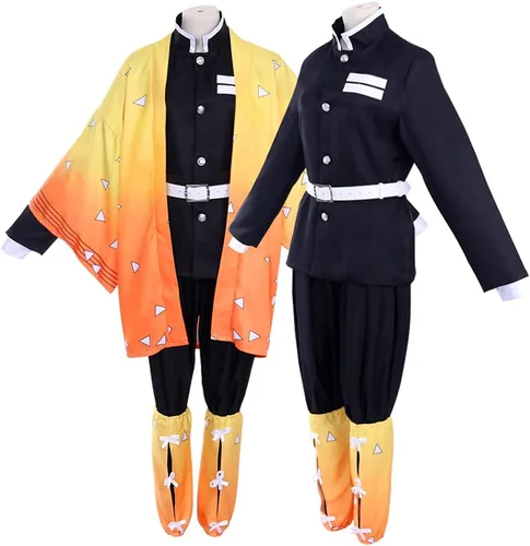Vista 2 de Zenitsu Cosplay Costume Adult Zenitsu Kimono Cosplay for Halloween Anime Costume Women Kids