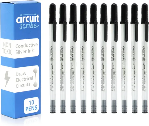 Vista 8 de Circuit Scribe Bolígrafo de tinta conductiva no tóxica para niños (2 unidades) Kit de bolígrafo de punta redonda de tinta plateada, experimento