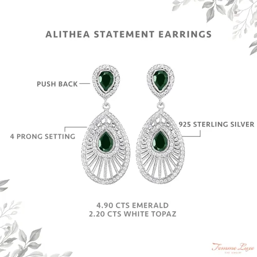 Vista 3 de Alithea - Aretes colgantes de piedras preciosas para mujer, plata de ley 925, sin níquel e hipoalergénicos