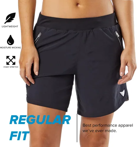 Vista 2 de KORSA Embrace - Pantalones cortos deportivos de 7 pulgadas 2.0 para mujer con bolsillos, ligeros, absorben la humedad y tienen forro breve