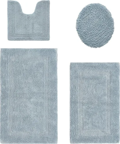 Vista 60 de Better Trends Juego de 4 alfombras de baño de lujo, 100% algodón, suaves, absorbentes de agua, reversibles, lavables a máquina, para decoración