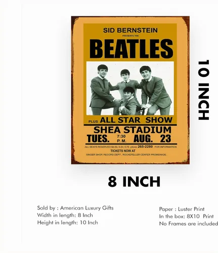 Vista 7 de AMERICAN LUXURY GIFTS The Beatles-All Star Show Music - Letreros artísticos para pared, póster sin marco de 8 x 10 pies, papel fotográfico Fuji, uso
