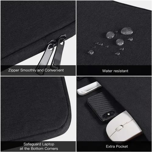 Vista 6 de Funda para monitor portátil de 15.6 pulgadas, funda de transporte para la mayoría de monitores portátiles de 15.6 a 16.1 pulgadas con bolsillo Negro