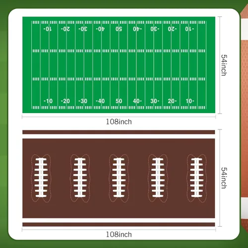 Vista 2 de Decoraciones para Fiestas de Fútbol, Paquete de 2 Manteles de Plástico para Fútbol (54x108 Pulgadas), Cubiertas de Manteles Rectangulares