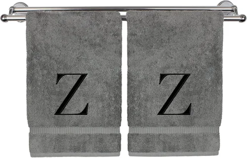 Vista 63 de Toalla de mano monogramada, regalo personalizado, juego de 2 - Toalla bordada con letra de bloque dorada - Extra absorbente 100% algodón turco