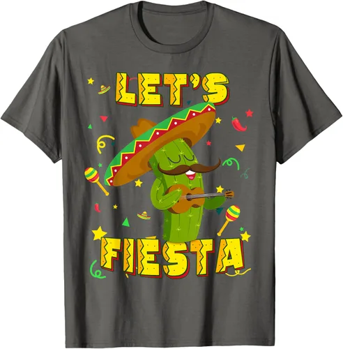 Vista 73 de Cinco De Mayo - Camiseta de regalo con sombrero de cactus Let's Fiesta, Negro, S