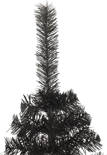 Vista 5 de Árbol de Navidad artificial, árbol de Navidad blanco, árbol de Navidad preiluminado, arbol de Navidad con Luces, con soporte, PVC negro de 8 pies