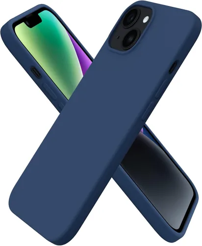 Vista 15 de ORNARTO Funda para iPhone 14 de 6.1 pulgadas, cubierta delgada de silicona Azul bebé