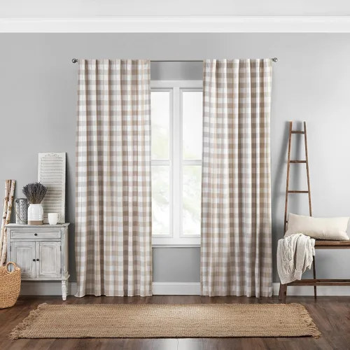 Vista 22 de Elrene Home Fashions Farmhouse Living Buffalo-Check Juego de cortinas de dos niveles para baño o cocina, 30" x 24" (Juego de 2 niveles), Gris/Blanco
