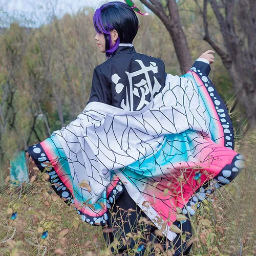 Vista 3 de Disfraz de Kochou Shinobu para cosplay de Shinobu, conjunto completo de cosplay