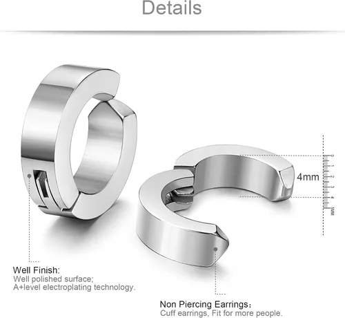 Vista 3 de Jstyle Aretes de acero inoxidable para hombre y mujer, hipoalergénicos