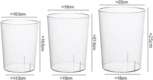 Vista 5 de Gralara Cubo de basura moderno transparente para escritorio, cesta de basura redonda, cesta de papel para desperdicios, cestas para sala de estar