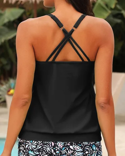 Vista 3 de Yonique Tops tankini modestos para mujer, ajuste holgado, sin parte inferior