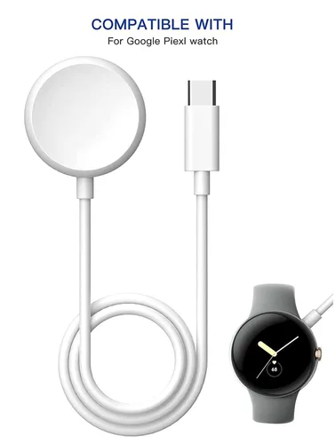 Vista 8 de 2 cables de carga USB C para Google Pixel-Watch 1, soporte magnético de repuesto USB tipo C, para Google Pixel Smartwatch 1