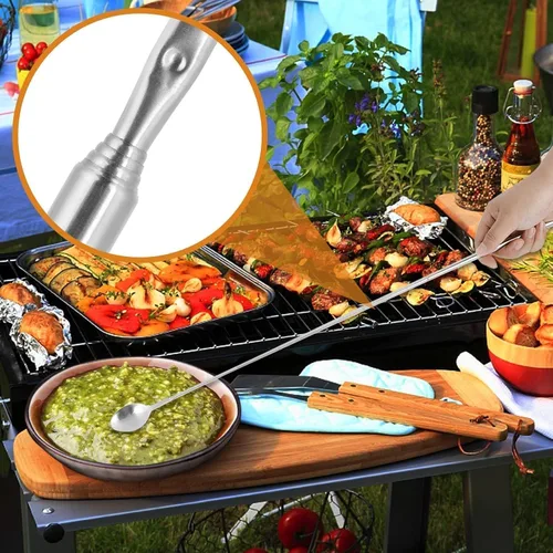 Vista 7 de Cucharas de mezcla, 2 cucharas ranuradas, cuchara de cocina de 24.4 in de largo, cuchara extensible de acero inoxidable, cuchara telescópica