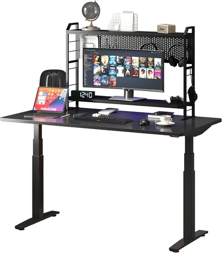 Vista 2 de PROXRACER Soporte ergonómico para monitor para mesas de 42 pulgadas en adelante, estante ajustable, marco de metal libre de óxido, soporta 200