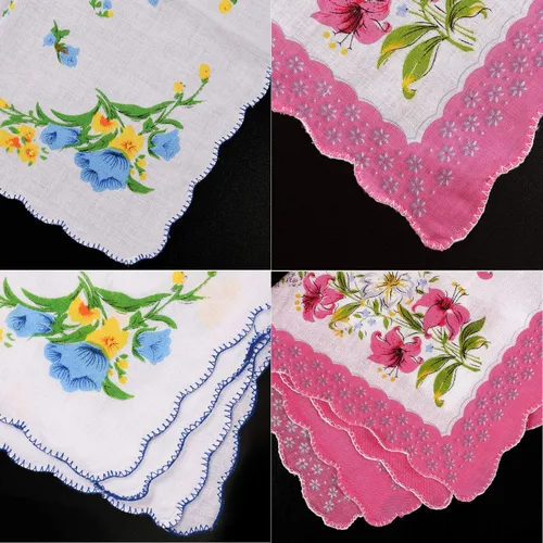 Vista 2 de Boao - Pañuelos de bolsillo para mujer, 20 unidades, diseño floral, tamaño mediano