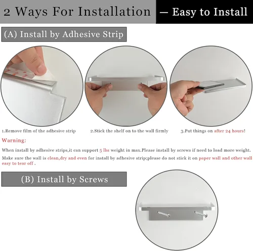 Vista 3 de JDYOOMI Estantes Flotantes de Pared de Acrílico - Pequeño Soporte Adhesivo para Teléfono Montado en la Pared, Organizador de Toallitas, Estante