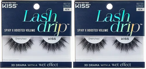 Vista 10 de KISS Pestañas postizas Lash Drip, Spiky X Boosted Volume, efecto hidratado de aspecto húmedo único, pestañas postizas reutilizables de varias (Icy)