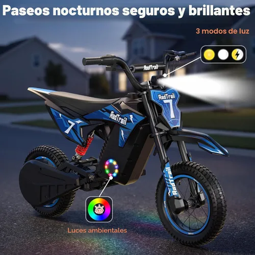 Vista 7 de 36V Electric Dirt Bike for Kids 4-10, 700W Peak & Max 15.5 MPH, 13.7 Miles Blue