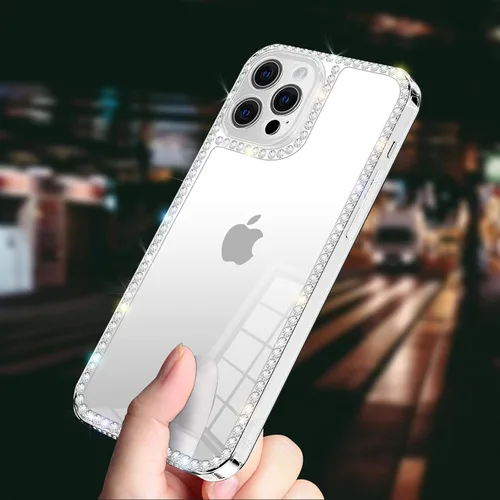 Vista 7 de Compatible con iPhone SE 2022/iPhone SE 2020/iPhone 7/iPhone 8 transparente para mujeres y niñas con purpurina 3D brillante brillante de lujo
