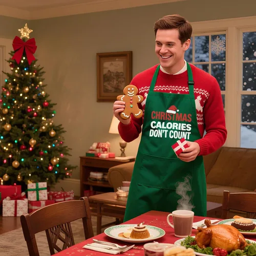 Vista 3 de Delantales de Navidad para mujeres y hombres con 2 bolsillos, delantales de cocina ajustables para cocinar hornear, regalo de vacaciones para amigos