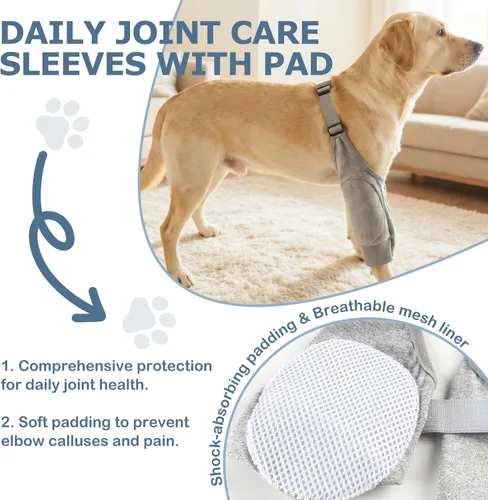 Vista 2 de Funda de recuperación de codo de perro con almohadillas protectoras para perros mayores y patas delanteras postoperatorias, soporte antilamidas