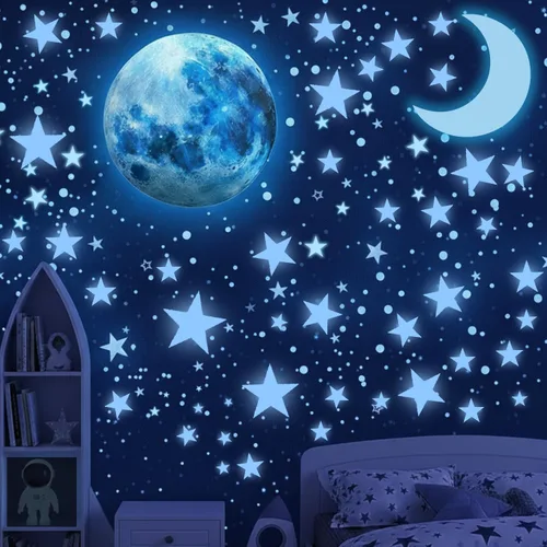 Vista 8 de LUMOSX Estrellas que brillan en la oscuridad para decoración de techo, 600 piezas con libro electrónico de constelación adicional, calcomanías