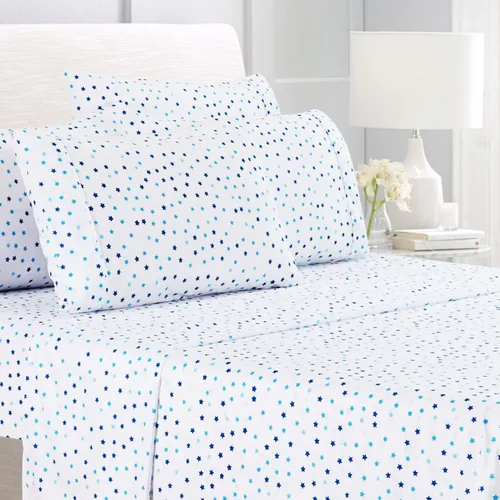 Vista 12 de American Home Collection - Juego de sábanas y fundas de almohada estampadas de 6 piezas, con 14 pulgadas de caída; sábanas de microfibra con doble